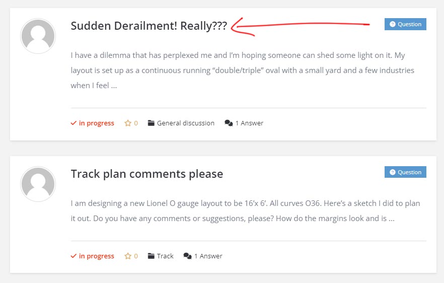 how to answer question on model train forum