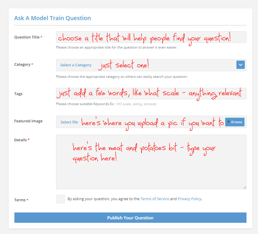 model train forum question box